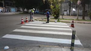 Transporte bate recorde anual em revitalizações de faixas de pedestres no mês de setembro