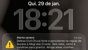 Defesa Civil emite alerta severo de chuva para Suzano e Mogi
