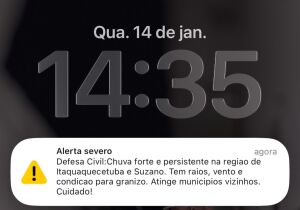 Defesa Civil emite alerta severo de chuva para Suzano e Itaquá
