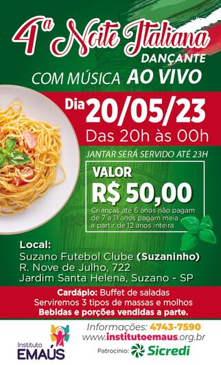 4ª Noite Italiana será dia 20