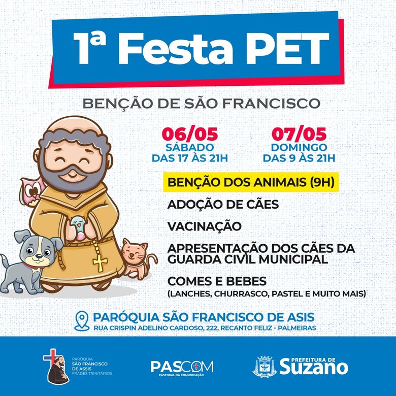 Evento será realizado pela Paróquia São Francisco de Assis Palmeiras