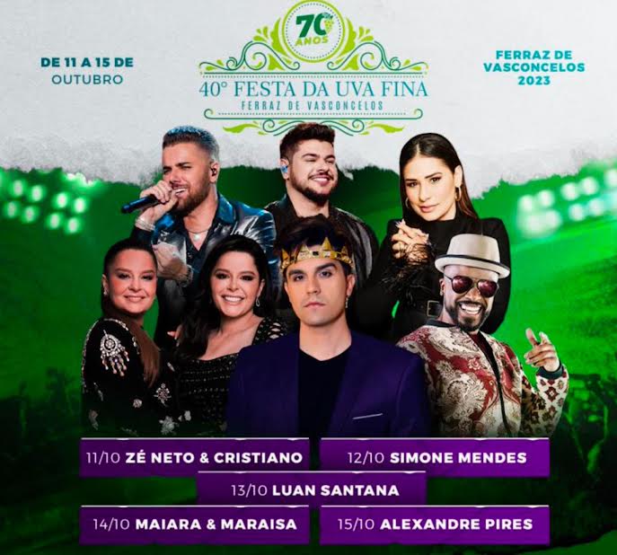 Festa contará com grandes nomes da música sertaneja, além de Alexandre Pires