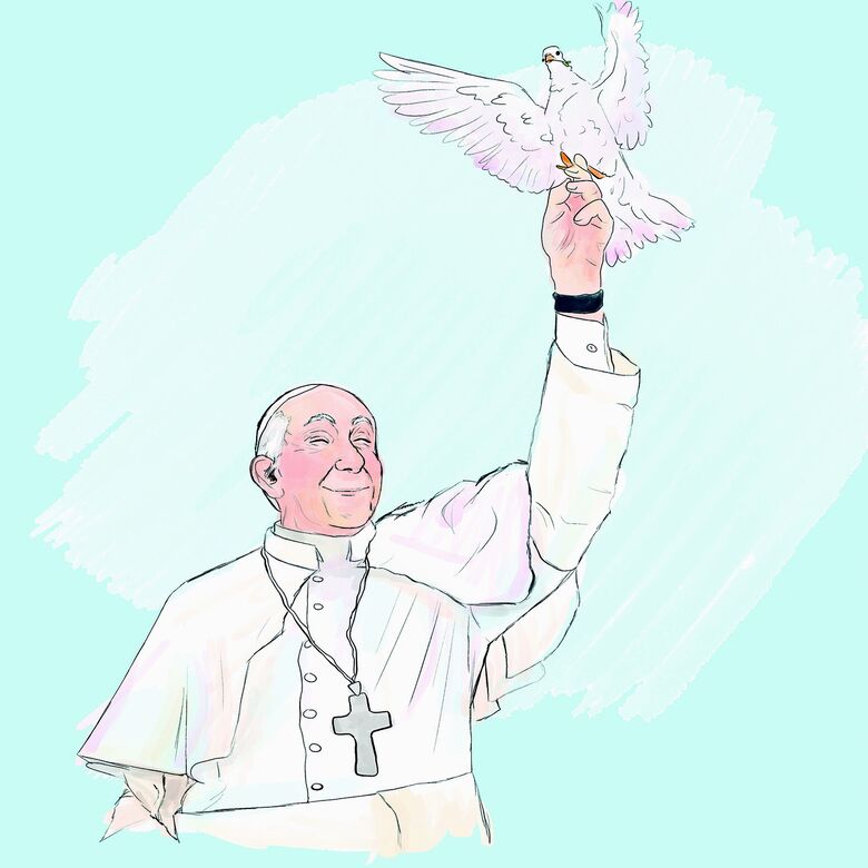Repórter do DS presta homenagem com ilustração do Papa Francisco 
