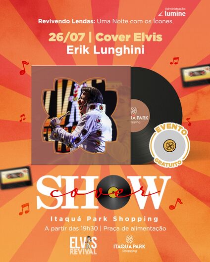 Itaquá Parque Shopping encerra férias com show cover especial de Elvis neste sábado
