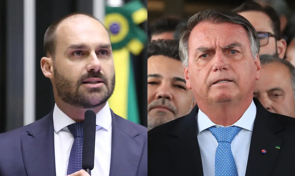 Em mensagem obtida pela PF, Eduardo Bolsonaro chama o pai de ingrato - (Fotos: Zeca Ribeiro/Câmara dos Deputados e Lula Marques/Agência Brasil)