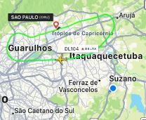 O avião passou por Itaquaquecetuba e Arujá