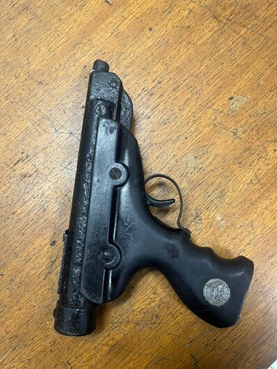 Ao notar a aproximação da viatura, ele arremessou um simulacro de pistola na vegetação da calçada