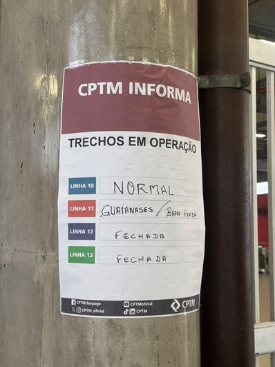 Funcionários da CPTM decidem manter a paralisação das linhas 11, 12 e 13 de trens