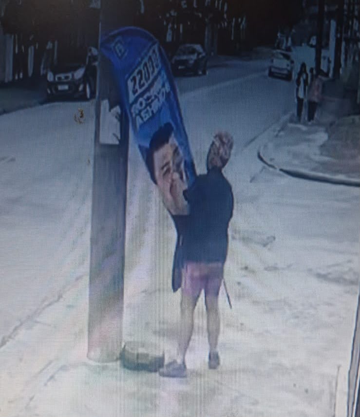 Dois wind banners foram levados por uma mulher ainda não identificada