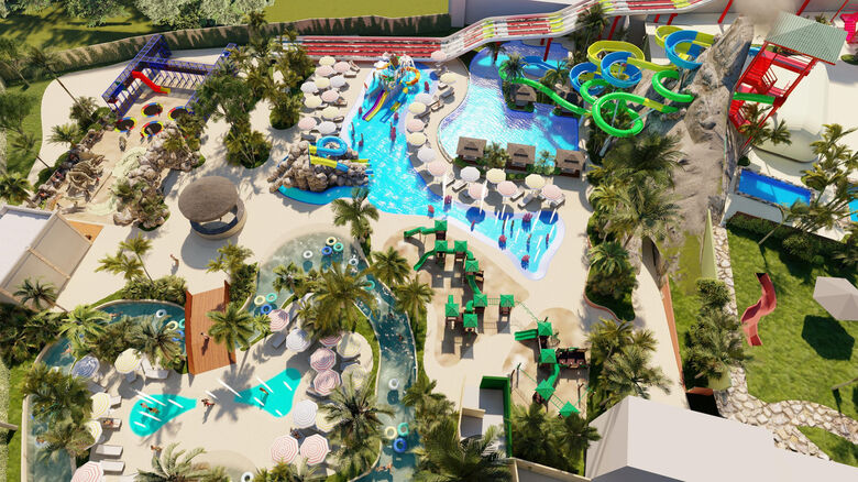Blue Beach será construído em duas fases; imagem em 3D apresenta uma das etapas do projeto