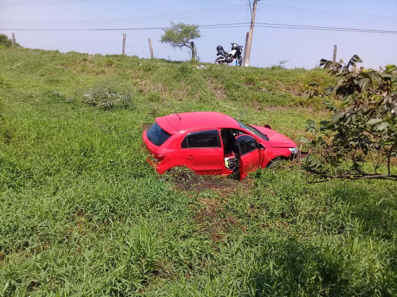 (Carro perdeu controle e caiu numa região de mata Foto:Divulgação)